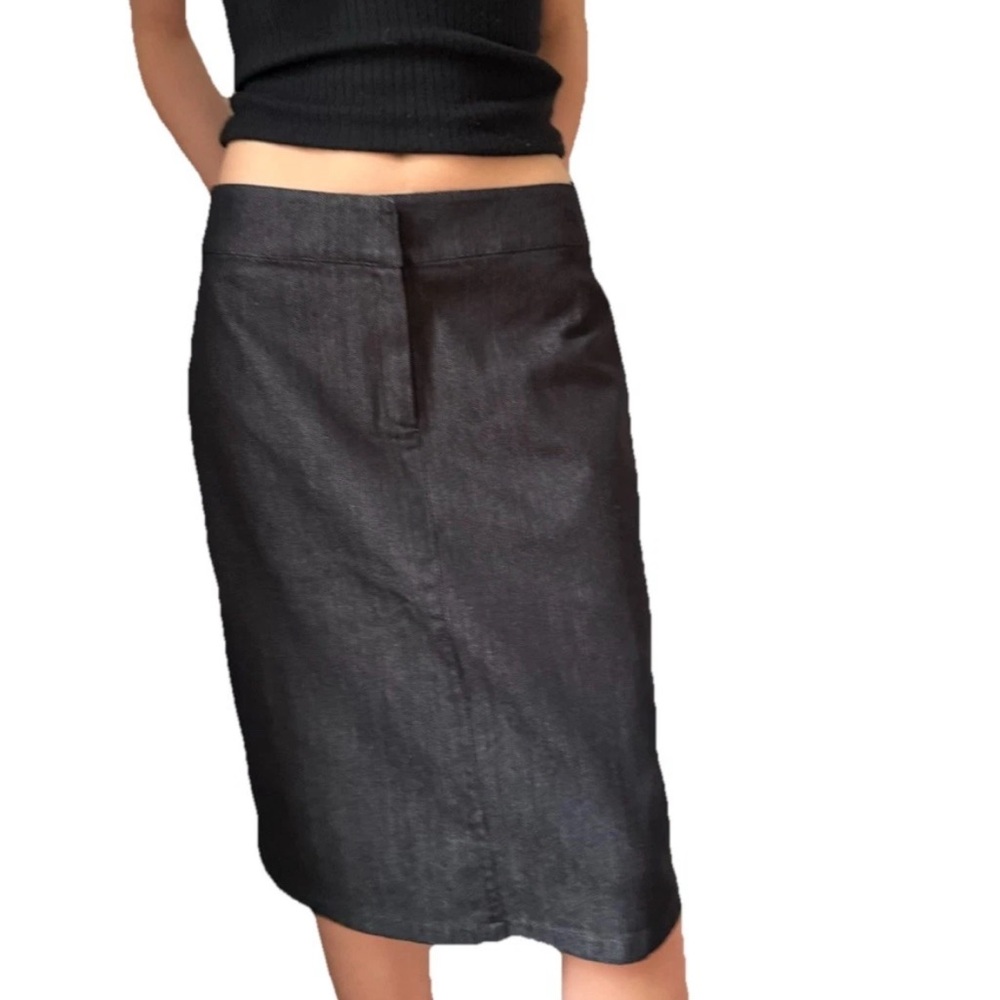Burberry London Womens Black Pencil Skirt Pockets Zip Front Denim Straight 42
